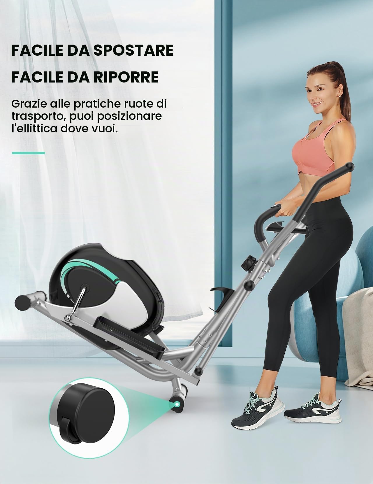 THERUN Ellittica da Casa, Ellittica Professionale Ultra Silenziosa con 16 Livelli di Resistenza Regolabile, Display LCD, Pedali Antiscivolo, Supporto Borraccia, Capacità Di Carico 120KG