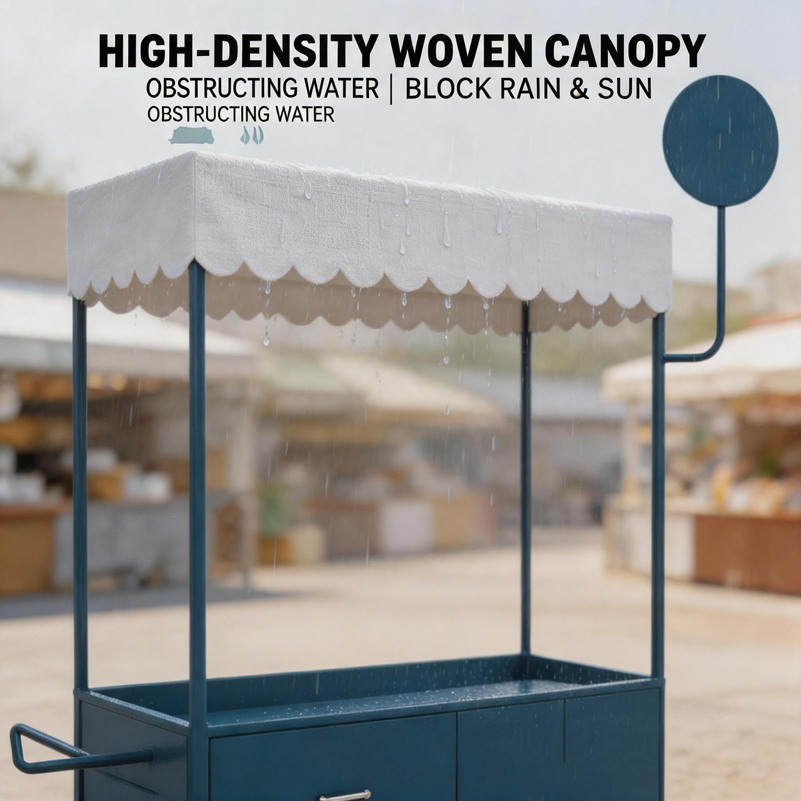 Móvil de Venta Ambulante de Comida Quiosco de Comida Concesionaria con Ruedas Freno para Eventos al Aire Libre Callejera y Ferias.(Blauw,160x60x200cm)