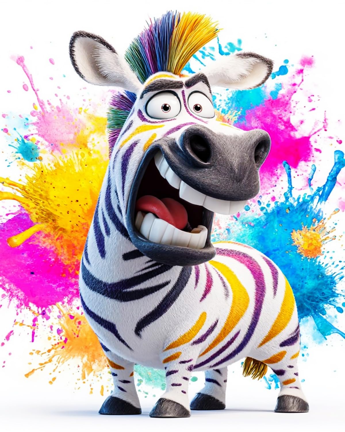 Liubaishi Multicolour Paint By Numbers For Adults, Rainbow Zebra, 40X50 Cm Acrylic Canvas Kit With Brushes And Paints