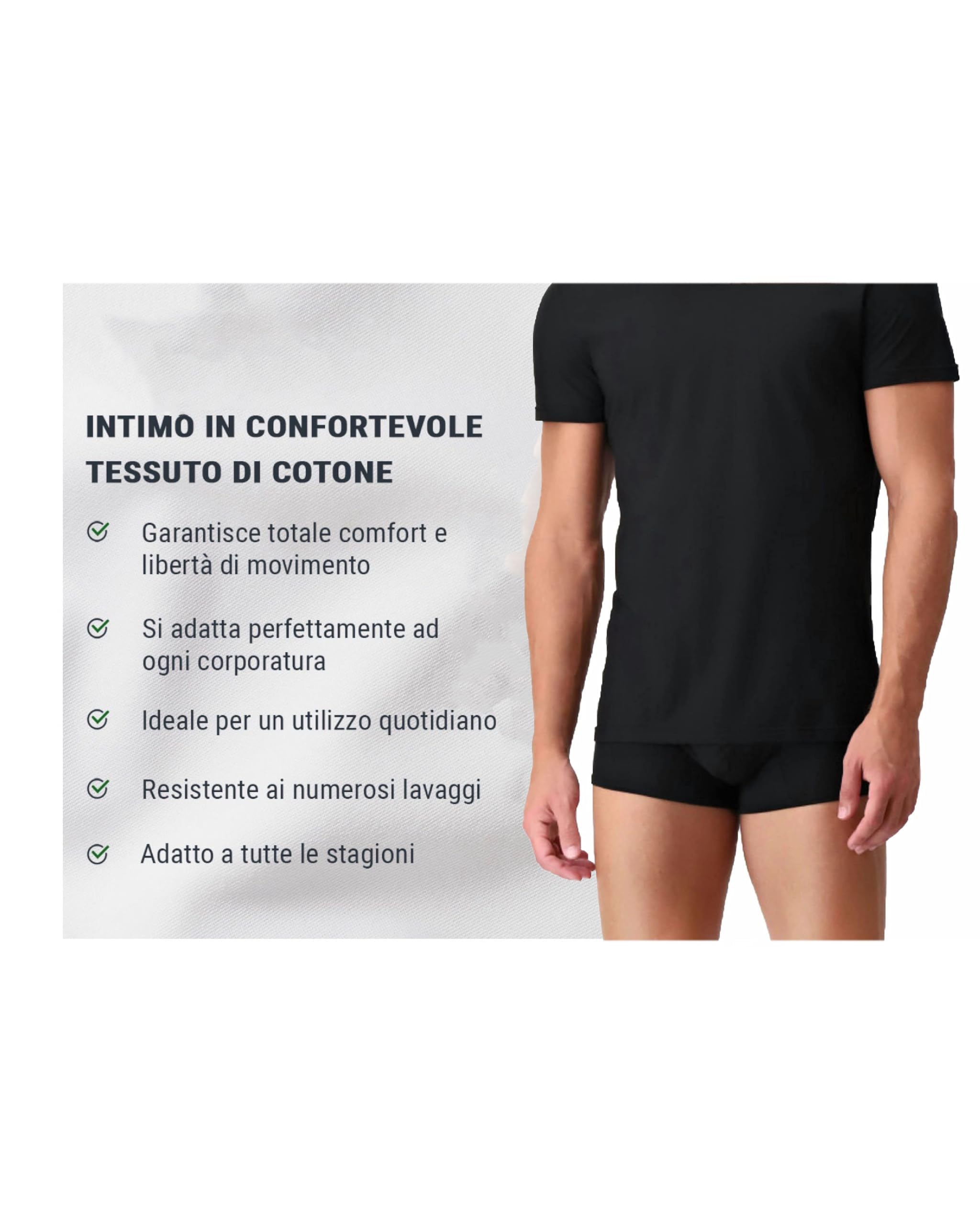 LIABEL Maglia Intima Uomo Caldo Cotone - 3/6 Pezzi - Maglietta Intima Uomo Cotone Caldo Invernale - Maglia Uomo Cotone Felpato Girocollo