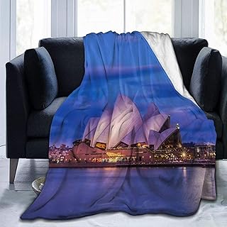 YOUMEISU Franela Manta para Cama Sofá Silla,Sydney Opera House Australia Landmark Harbour Night Centro de Artes escénicas de fama Mundial Arte de Arquitectura en Forma de Concha 153x204cm
