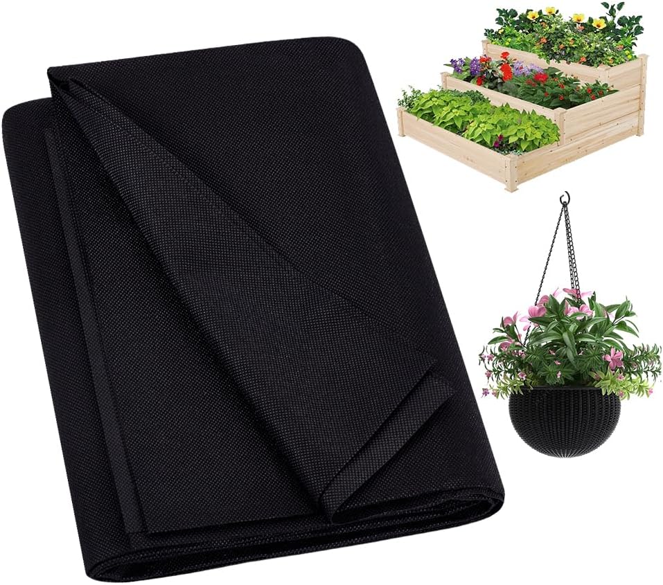 NBEADS 63x114 Inch Planter Liner, Raised Bed Black Non Woven Planter Liner Garden Raised Bed Liners for Window Hanging Flower Basket Indoor Outdoor