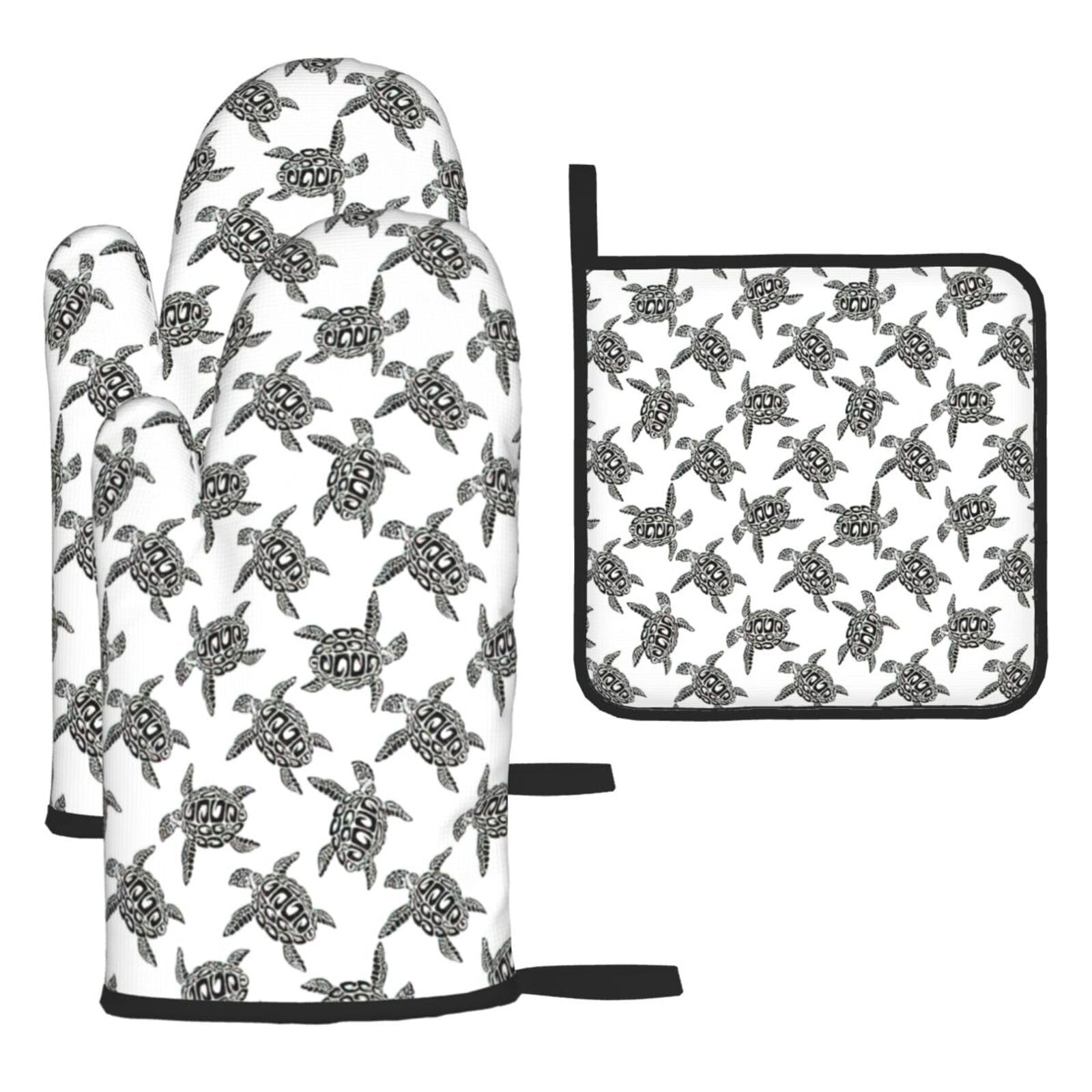 Animals Sea Turtles Print Oven Kitchen Gloves For Baking Outdoor Grilling Home Use Mitts Microwaving Bbq