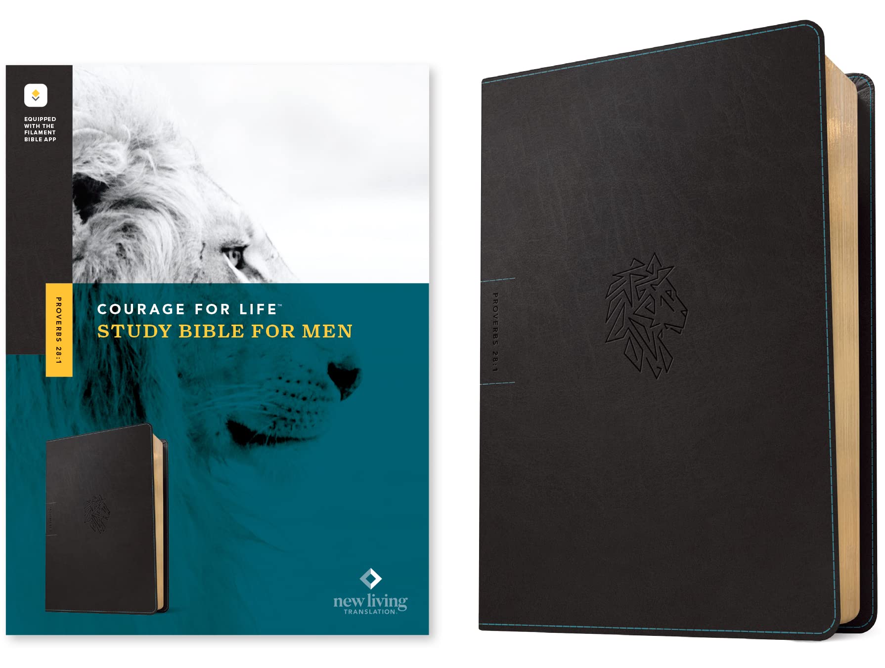 NLT Courage for Life Study Bible for Men, Filament-Enabled Edition (Leatherlike, Onyx Lion): New Living Translation, Onyx Lion, Leatherlike, Illuminated with the Filament Bible App
