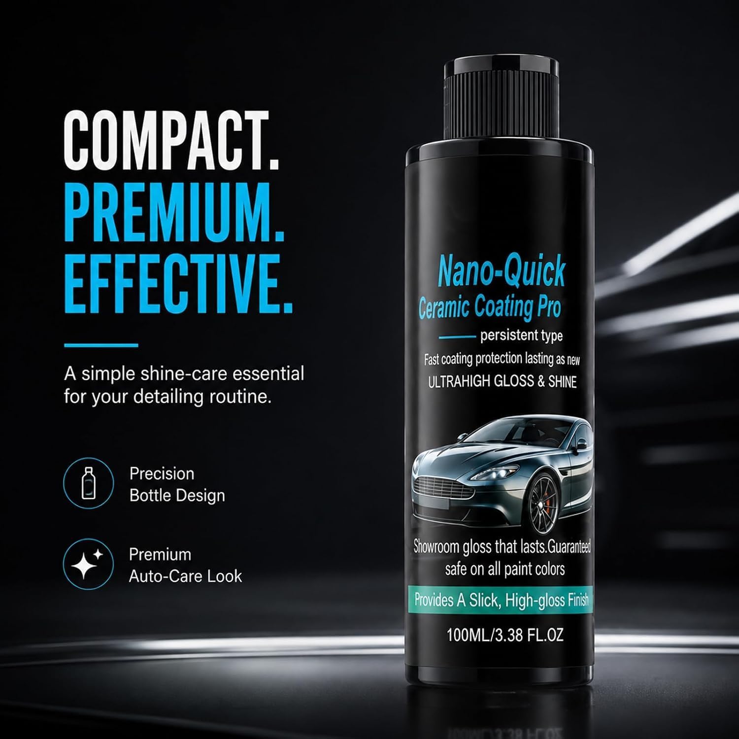 Nano-Quick Ceramic Coating Pro,Nano Quick Coat Restoring,Car Nano Quick Coat Restoring,Quick Effect Coating Agent for Car Paint for Dust-Proof Glass Effect and Lasting Luster (1Pcs)