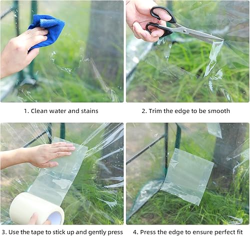 Miniatura 7 de Ohuhu Cinta de reparación de invernadero 6" x 98' - Película de plástico transparente reforzada de 6.3 mil para láminas de casas verdes, reparación