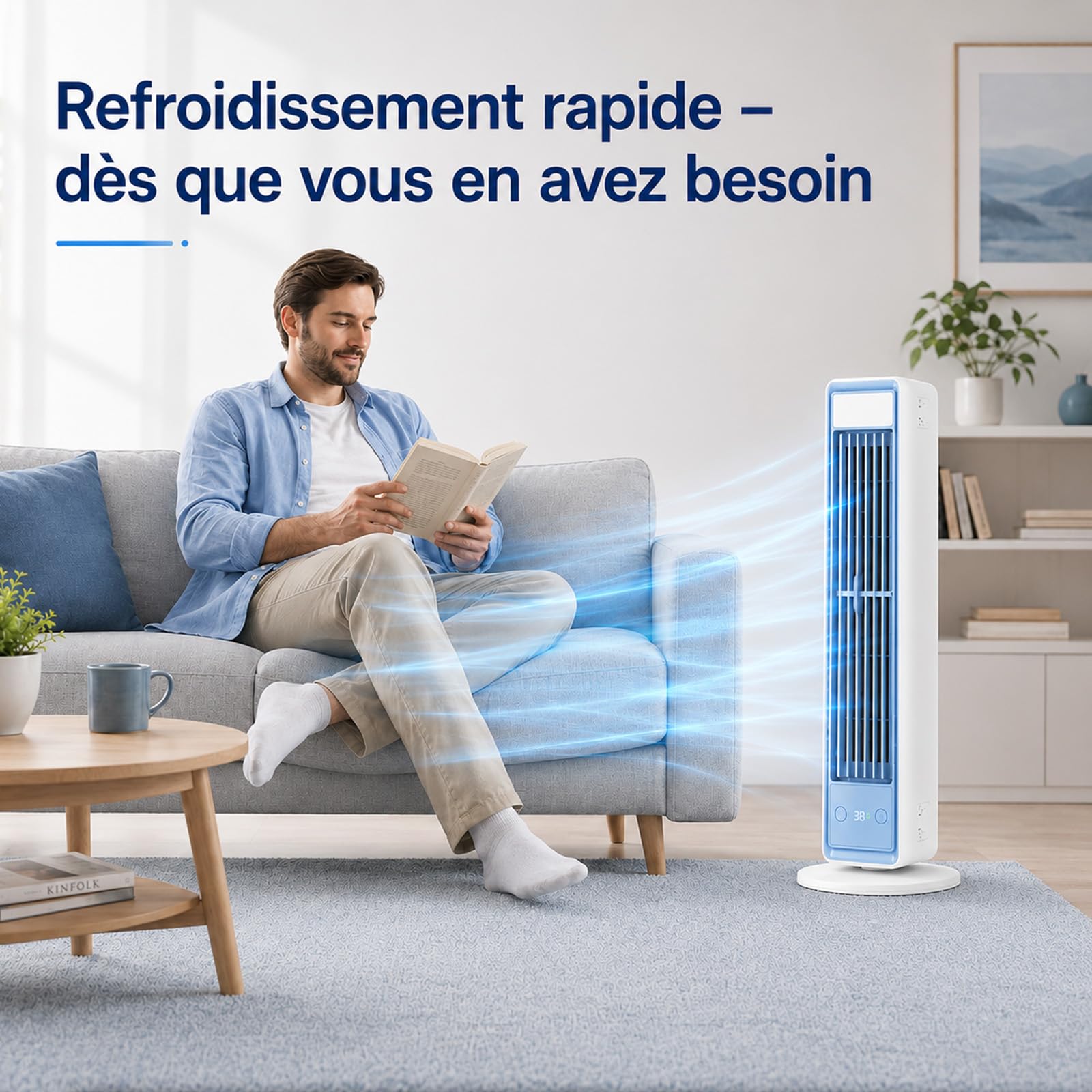 Polar Breeze Climatiseur, Mini Ventilateur Rafraîchisseur D'Air Personnel Avec Technologie CoolFlow™, Parfait pour le bureau, la chambre et la maison