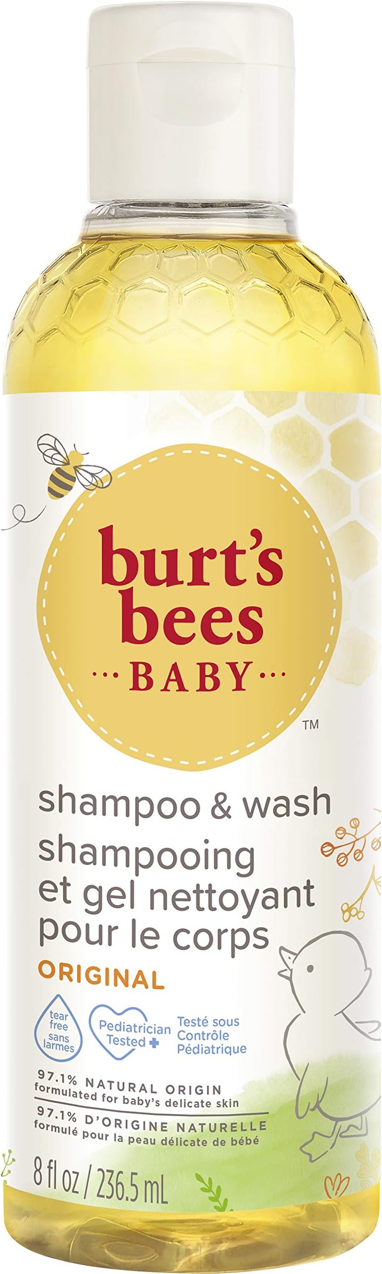 Burt’s Bees Baby Shampoo & Body Wash, Gentle Baby Wash For Daily Care, Tear-Free And Paediatrician-Tested, 236ml