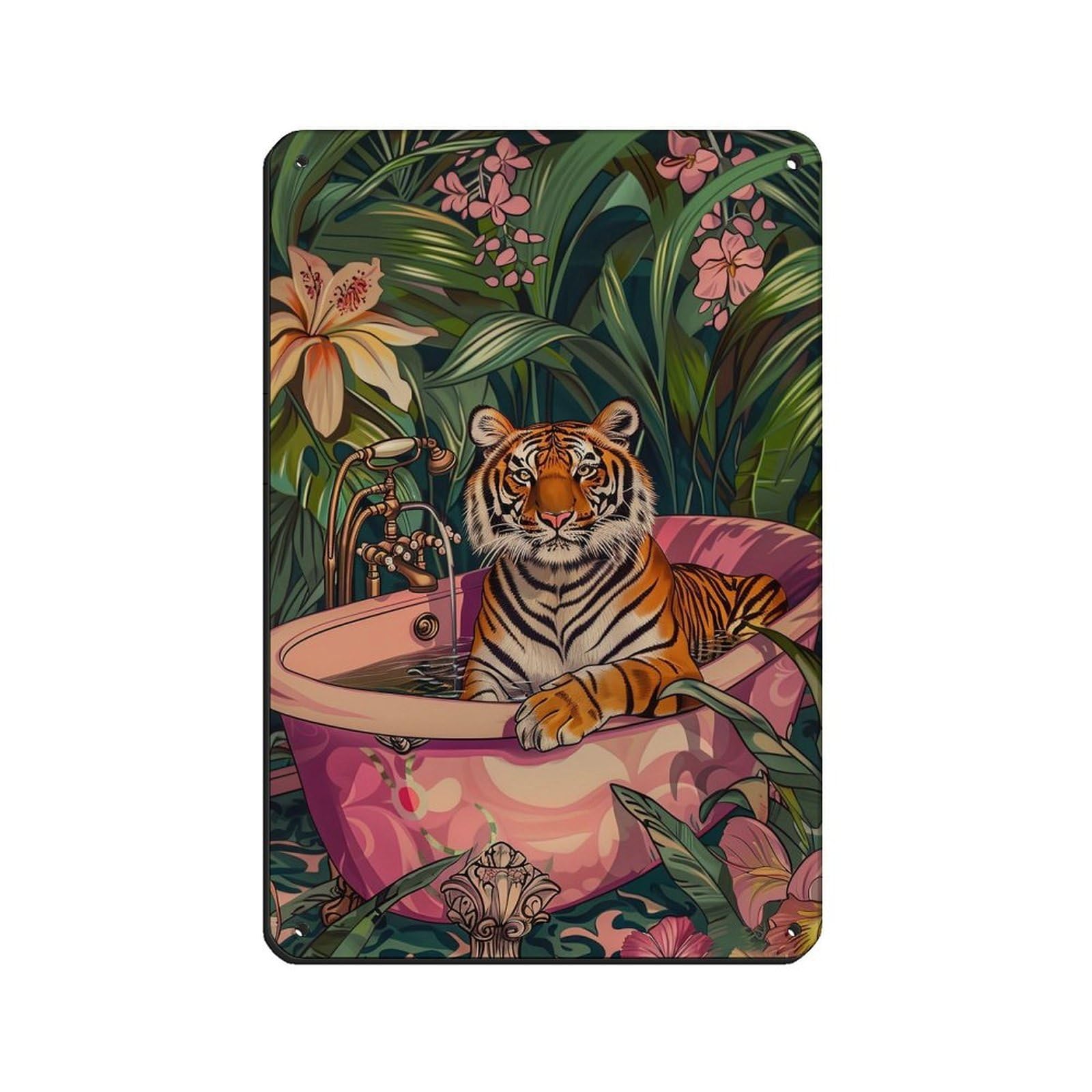 Matisse Tiger On The Bathtub Poster Retro Poster Metal Tin Sign Chic Art Retro Iron Painting Bar People Cave Cafe Family Garage Poster Wall Decoration 8x12inch(20x30cm)