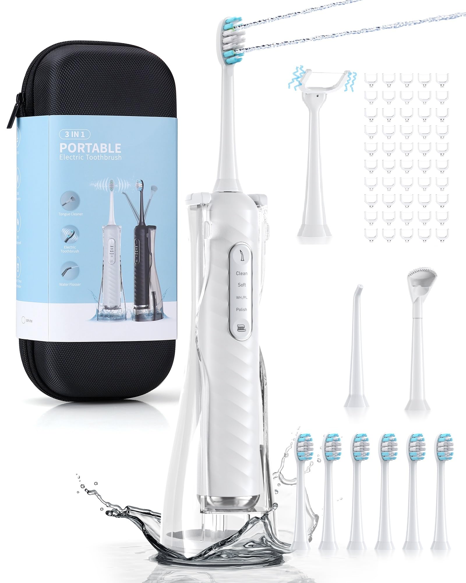 Duolosy Electric Toothbrush with Water Flosser, 4 in 1 Cordless Toothbrush and Water Flosser Combo for Multiple Users and Needs, Flossing Toothbrush