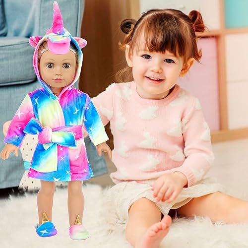 Miniatura 5 de Ropa y accesorios para muñecas de 18 pulgadas juego de saco de dormir para muñecas estadounidenses de 18 pulgadas incluye pijama de unicornio saco