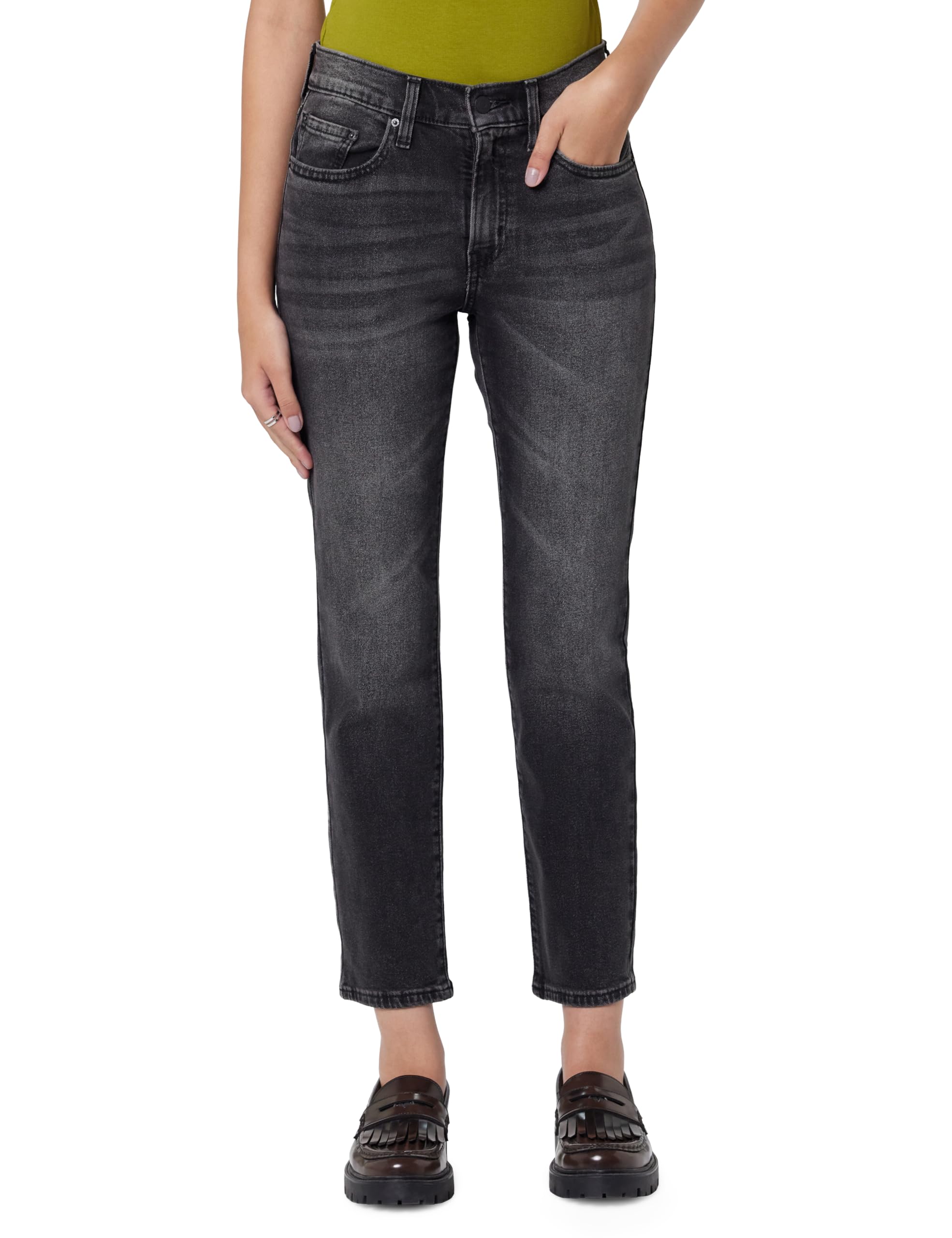 levi's Women's High Rise 724 Slim Straight Fit Black Jeans-picture-19
