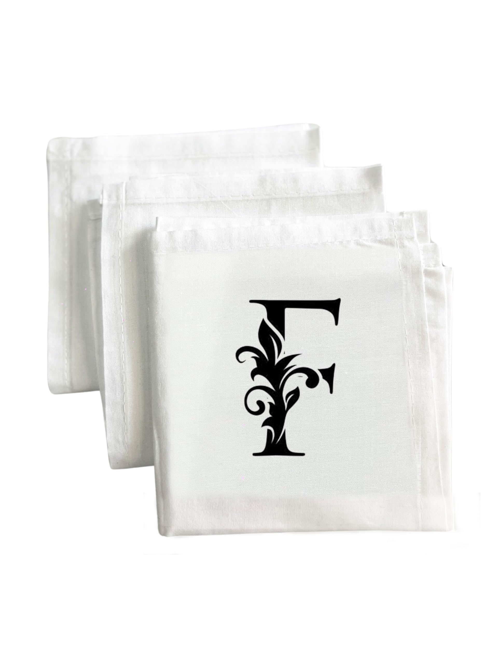 Men's Initial Monogram (A-Z) PREMIUM PRINT 100% Pure Cotton Handkerchief White Base - Pack Of 3