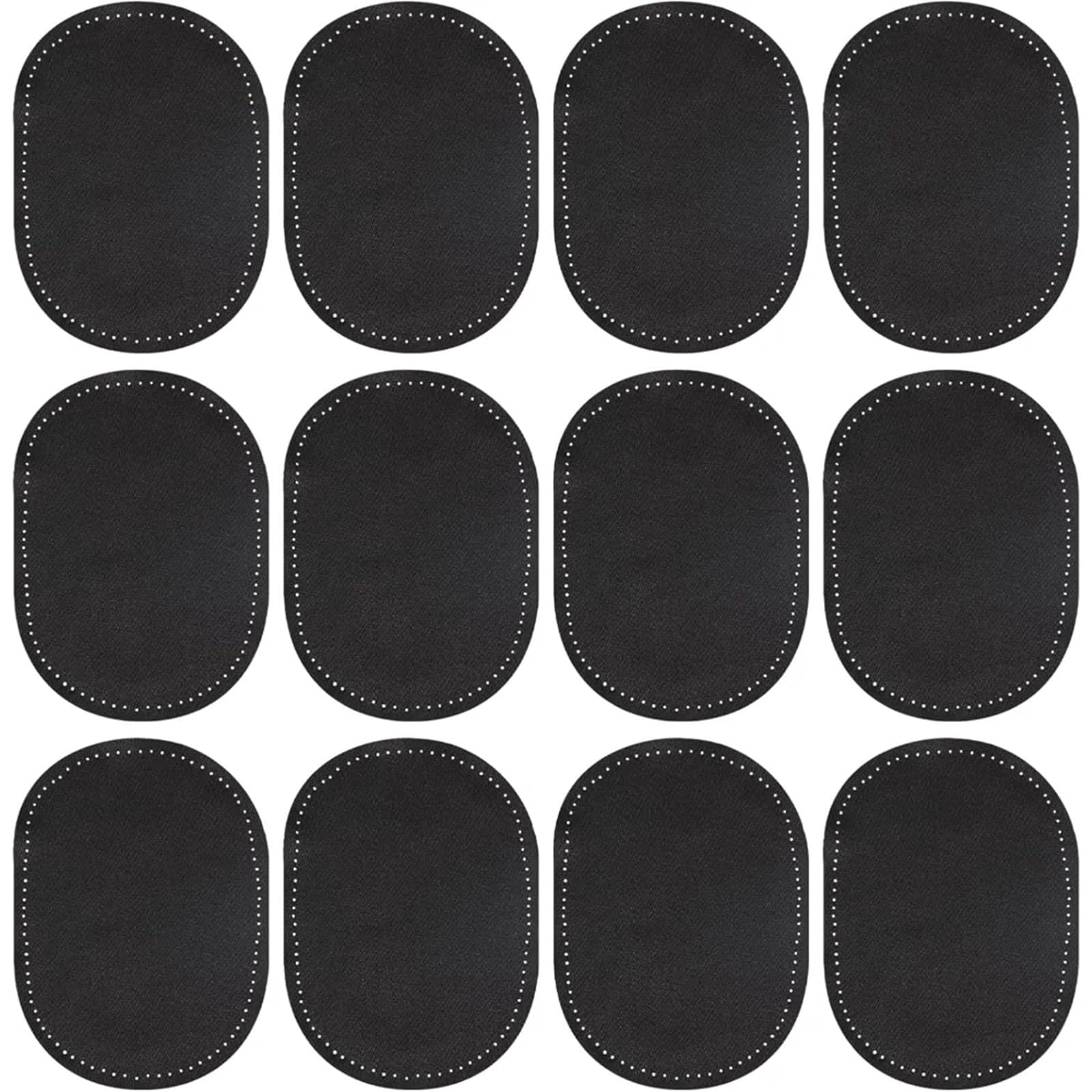Ellbogen Knie Patches 12 Stück Ovale, Aufnähbare Stoffflicken For Reparieren Von Ellbogen Und Knien, Schwarz, For Kleidung Bastelarbeiten