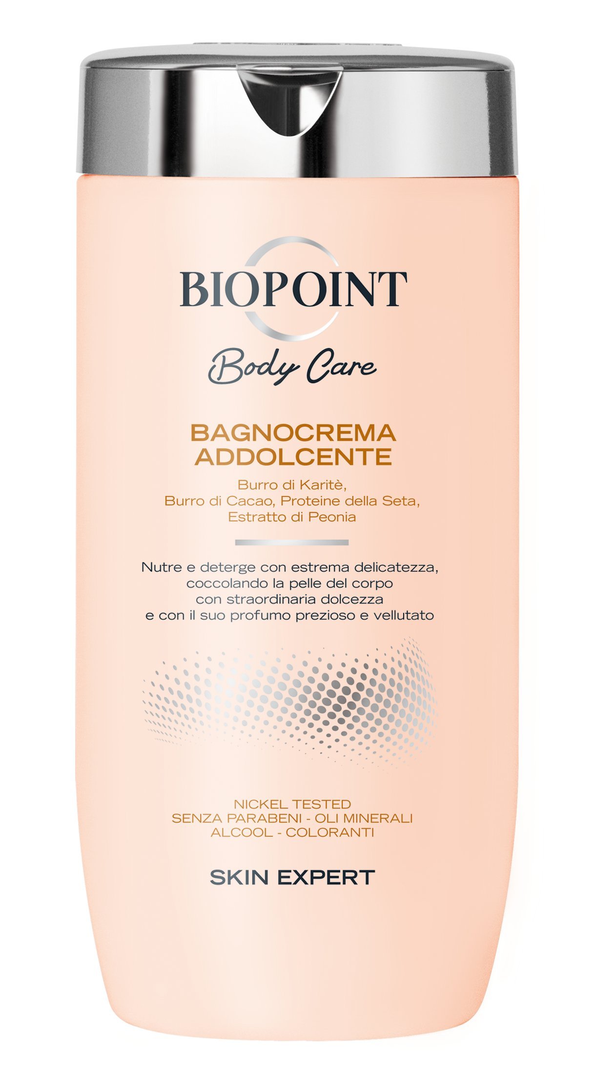 Biopoint - Crema de baño suavizante, limpiador de ducha suave de acción nutritiva, con proteínas de seda y extracto de peonía, aporta una piel suave y perfumada, 400 ml