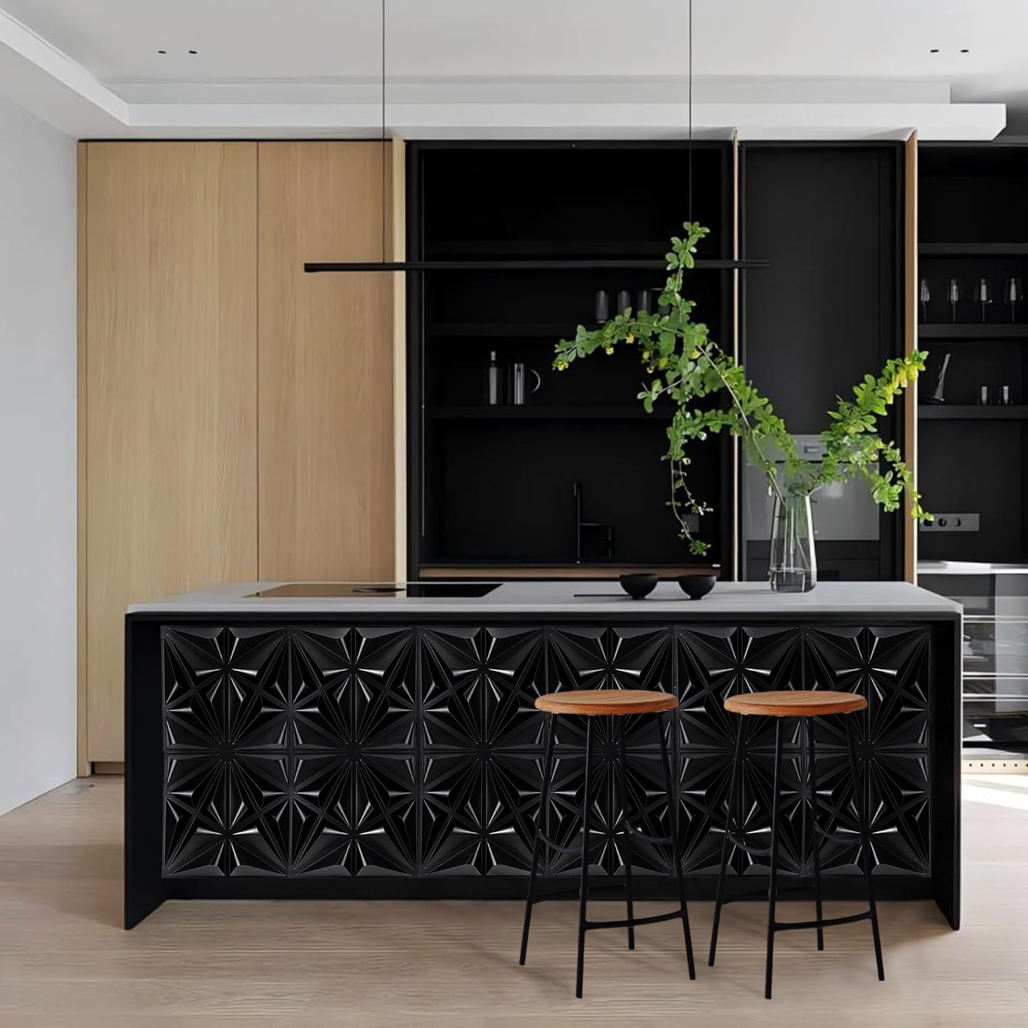 33 Pack 3D Wall Panels for Interior Wall Decor, Accent Wall Peel and Stick, Design Accent Wall Panels Black, 12''x12'' 3D Wall Panels for Gaming Room, Bedroom,TV Background,Home Renovation