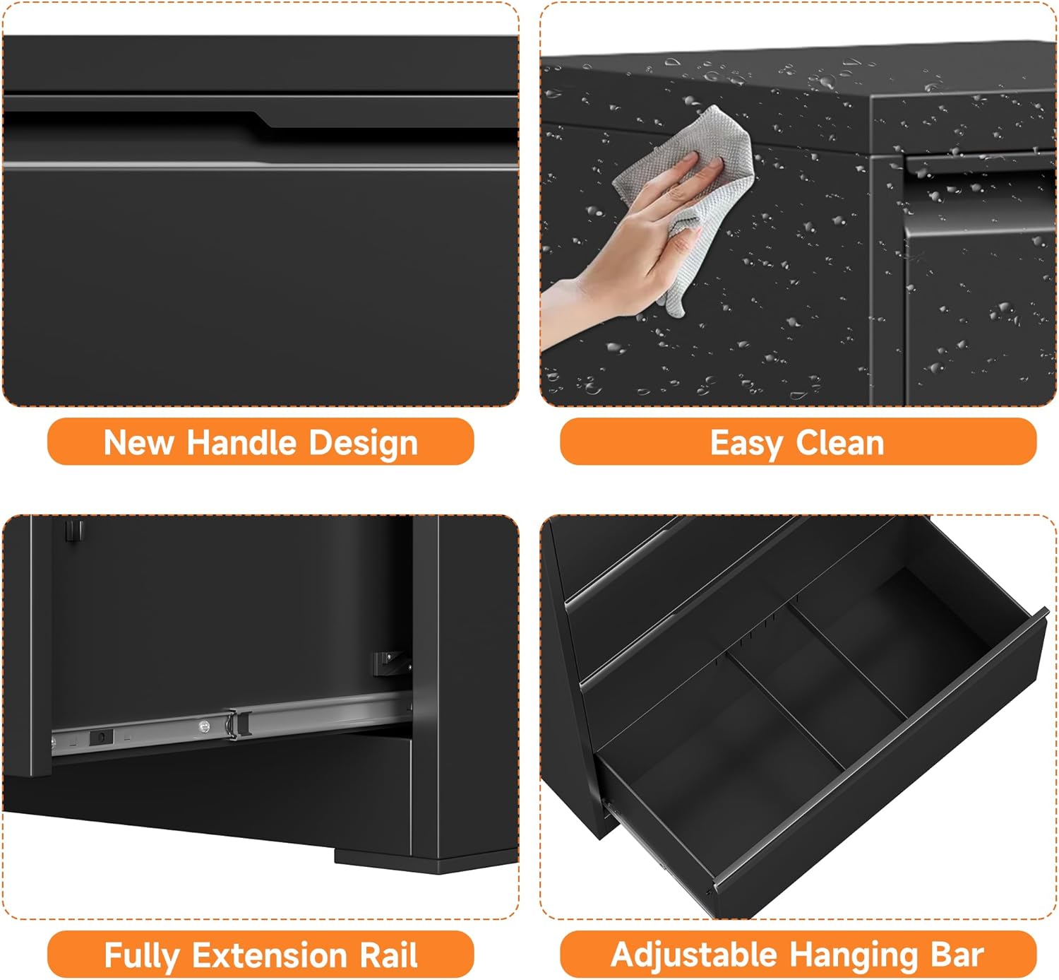 Coolsun Metal File Cabinet with Lock, 3 Drawer File Cabinet for Home Office, Lockable Lateral Filing Cabinet for A4/F4/Lagel/Letter (Black, 3 Drawer Lateral)