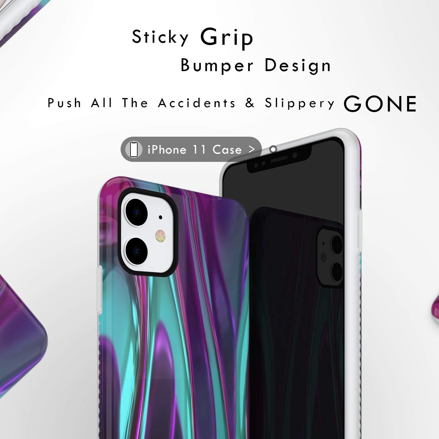 iPhone 11 Case Watercolor, AknaCase GripTight Serious Silicone Cute Cover for Women (Design 102572-US)