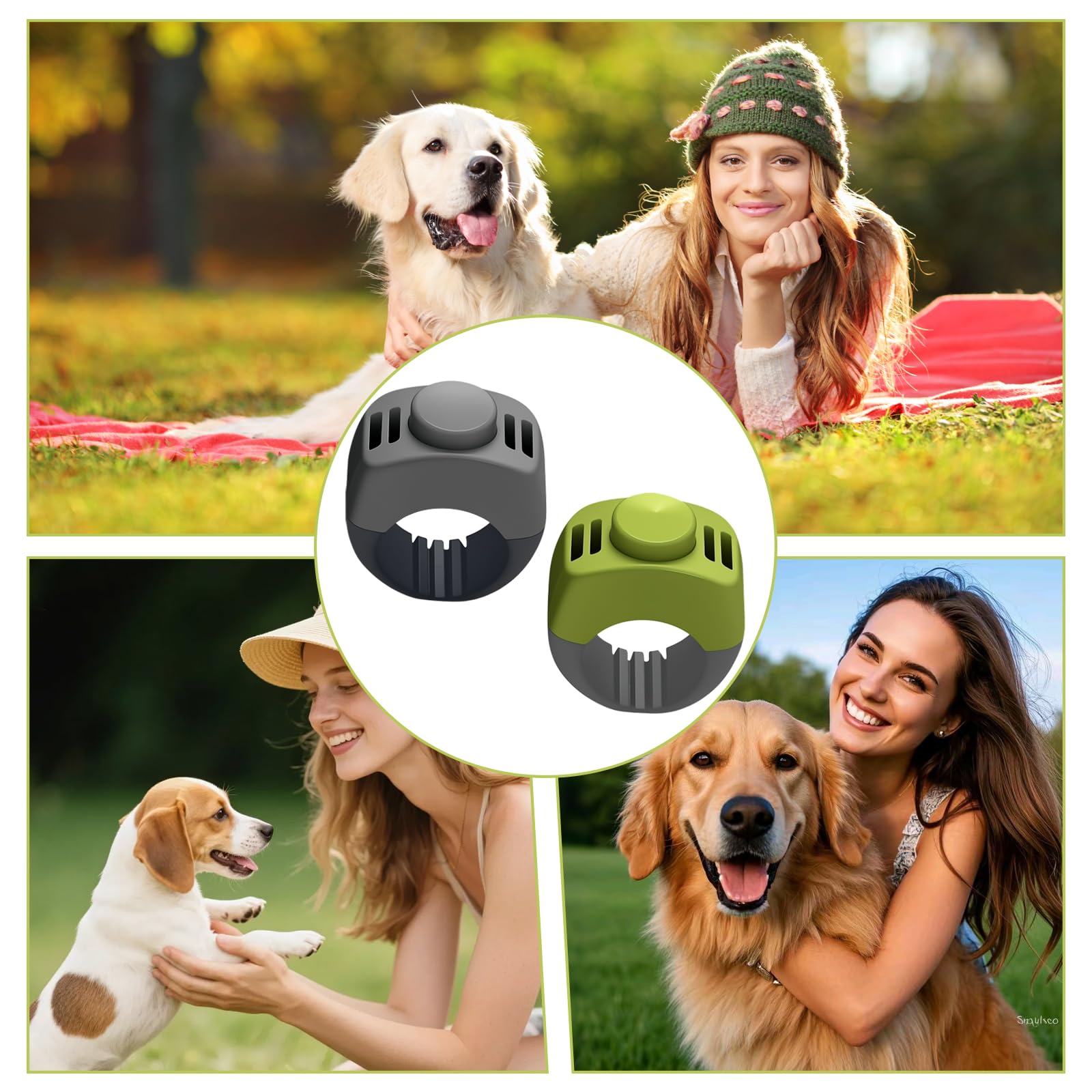 2 Clicker Chien Dressage avec Anneau 19mm/21mm, Clicker pour Chien en Vert & Gris, Clicker Chien pour Dressage Chiot, Éducation & Rappel