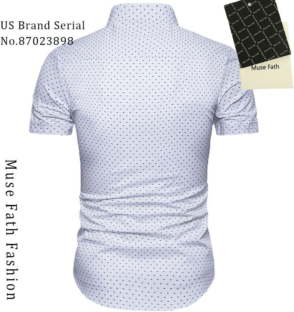 MUSE FATH Men's Printed Dress Shirt-Cotton Casual Short Sleeve Regular Fit Shirt image 2