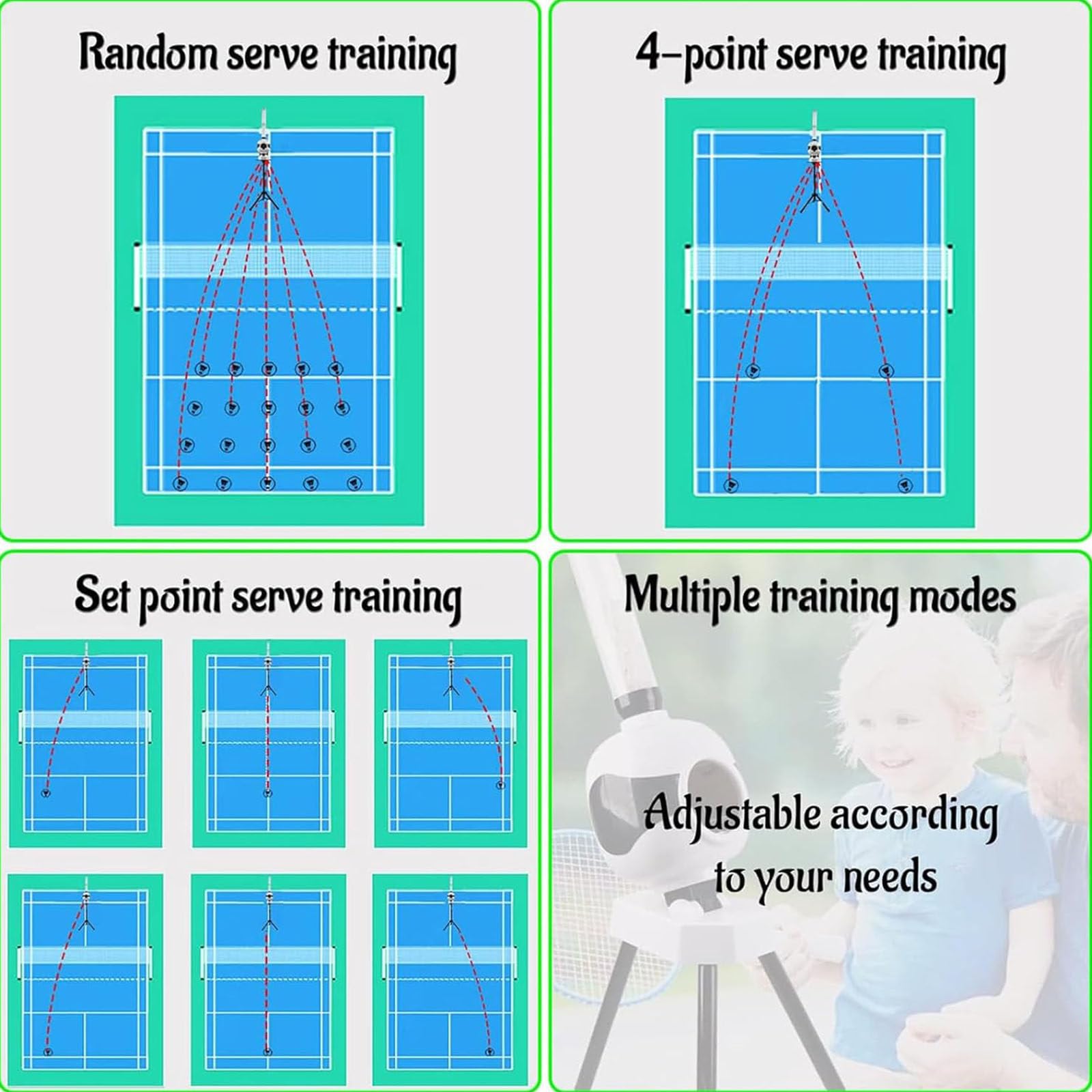 LTSRLL Badminton-Ballmaschine, automatische Badminton-Aufschlagballmaschine mit Fernbedienung/spezialisiertes Training/Allround-Ballschießen für Badminton-Liebhaber
