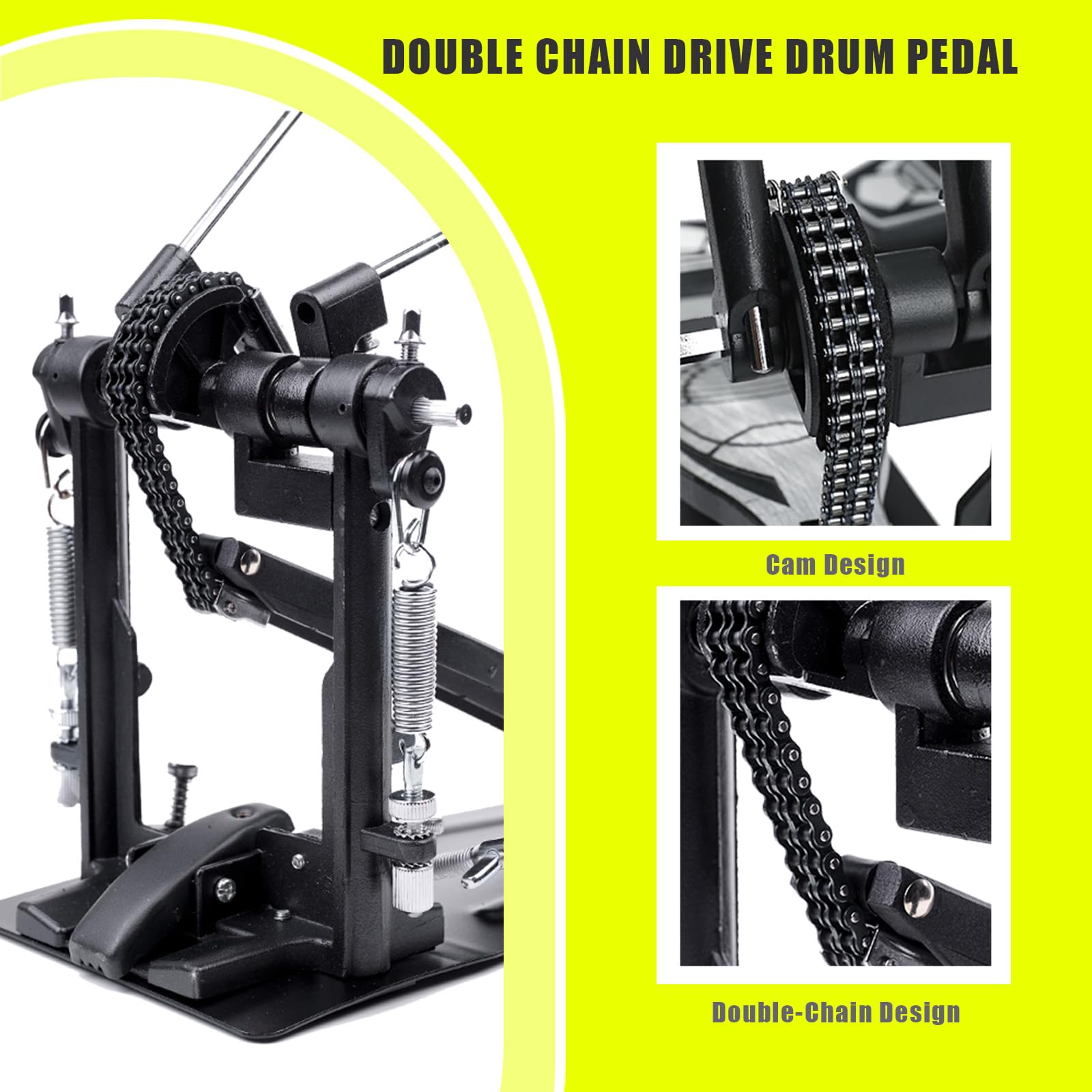 Doppio Pedale Batteria, Doppio Pedale con Doppia Catena, Doppio Pedale, Accessori per Percussioni Professionali (V-JKC10) | Doppio pedale per basso con doppia catena, risposta diretta, base stabile, prestazioni regolabili per basso