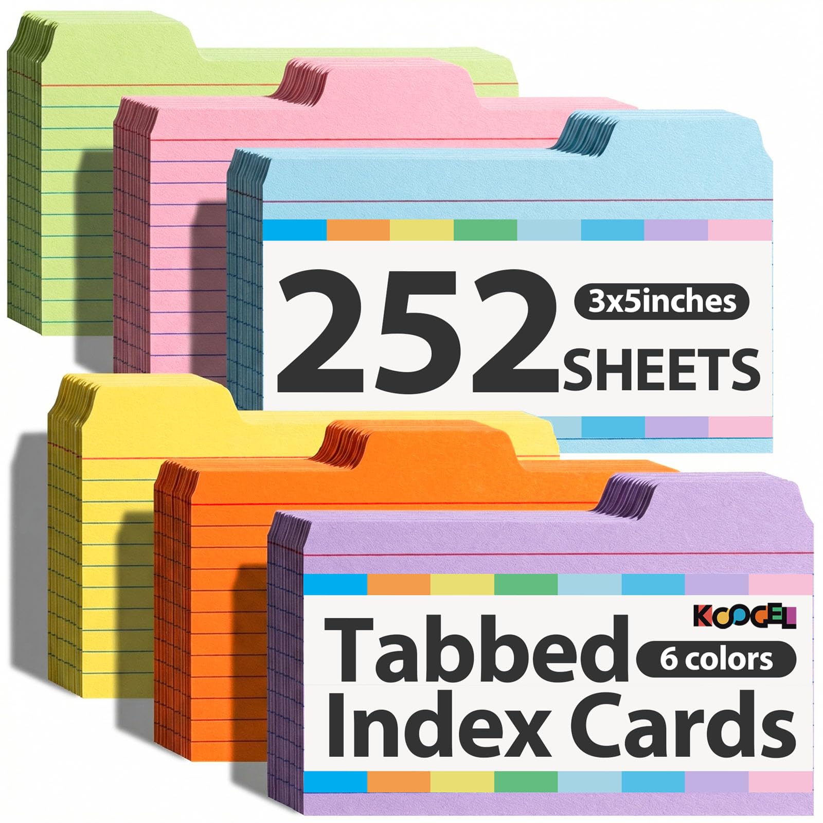 Amazon.com : Koogel Index Cards 3x5, 252PCS Colored Flash Card