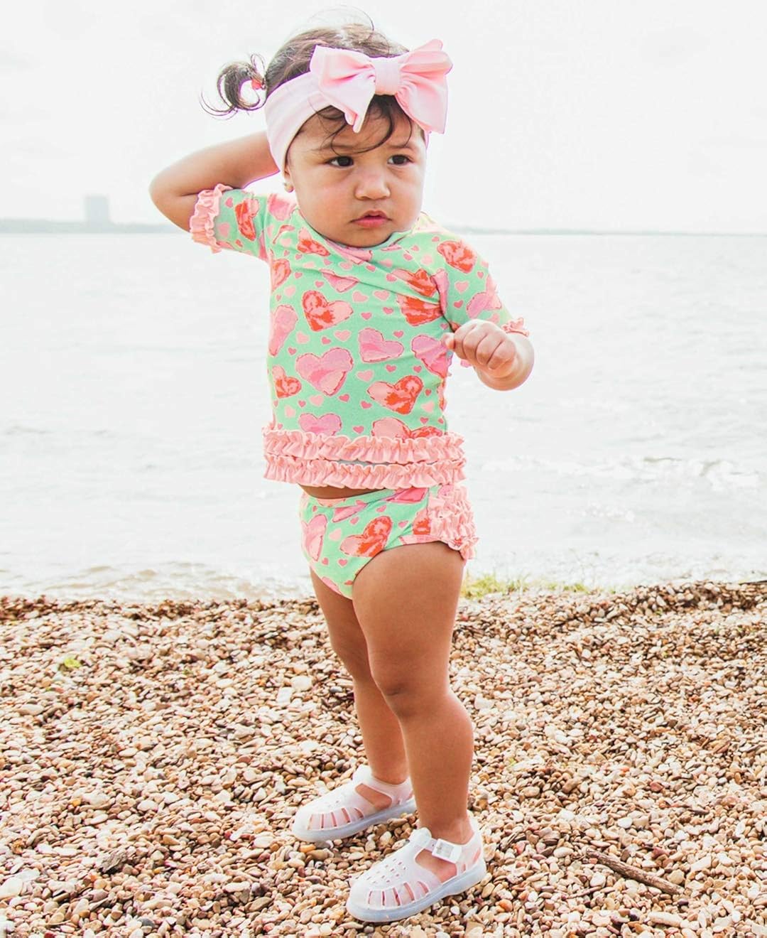 RuffleButts Baby/Toddler Girls UPF 50+ 2-Piece Short Sleeve Rash Guard Bikini w/Ruffles: Clothing, Shoes & Jewelry