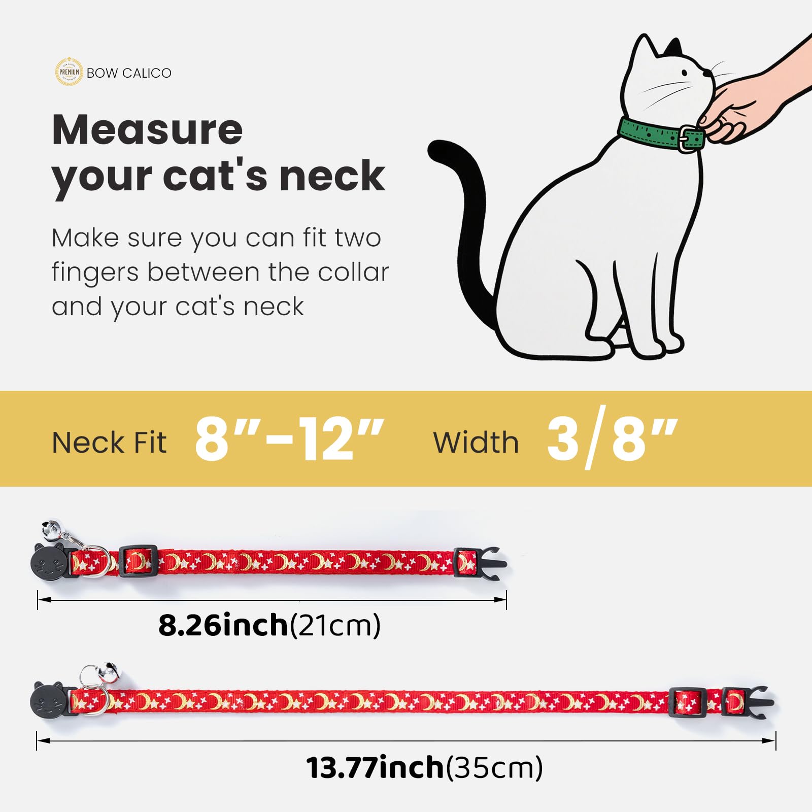 Cat Collar with Moon & Stars, Quick Release for Safety Includes Bell for Sound Durable & Stylish for Cats & Kittens, Comfortable Fit - Image 3