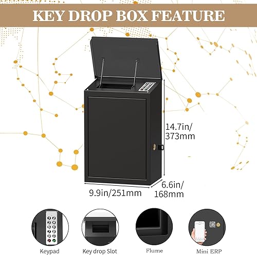 Miniatura 2 de WeHere Caja de llaves con cerradura inteligente para montaje en pared exterior, caja de devolución de llaves para automóvil, diseño antirrobo e