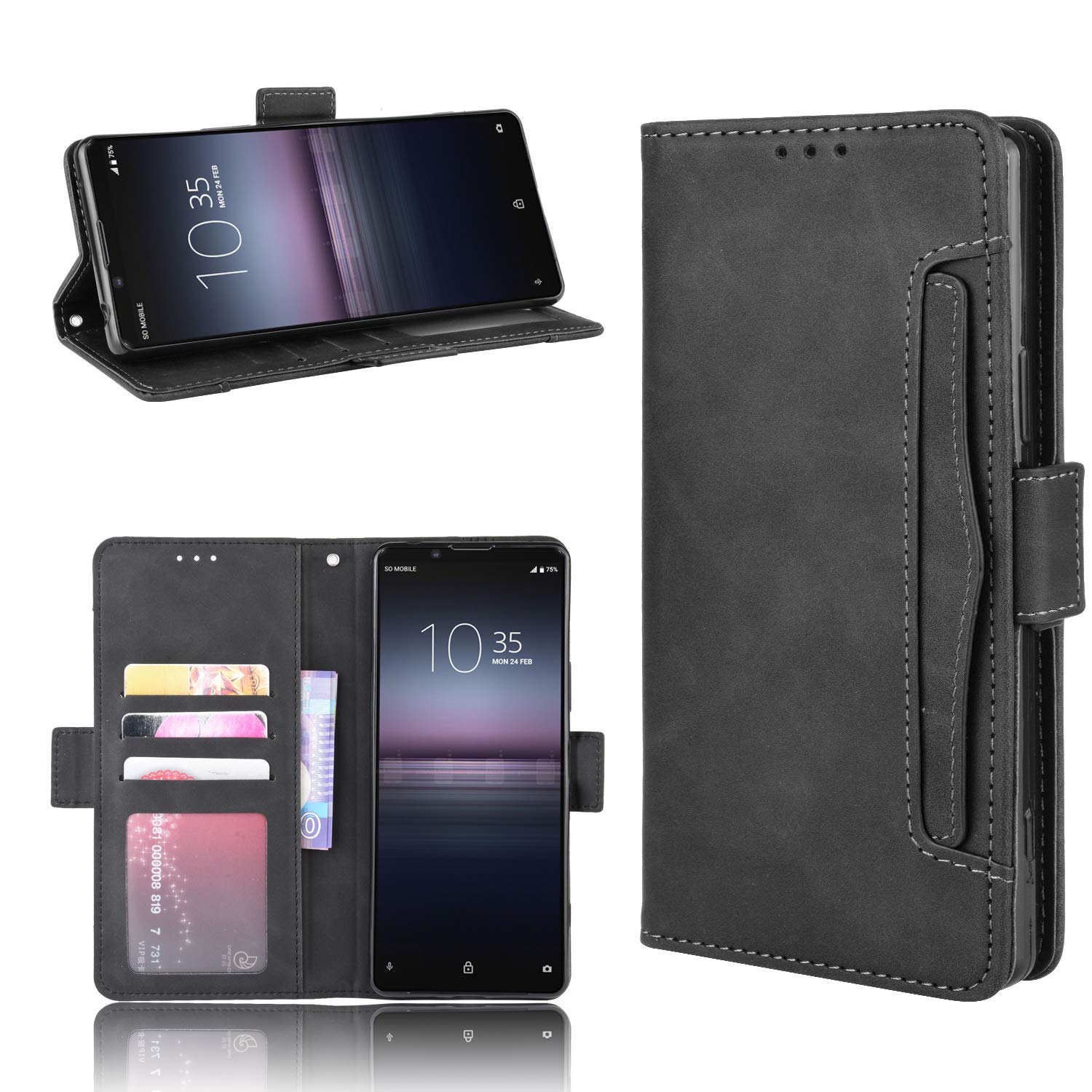 QiongNi Case for Sony Xperia 1 II Case Cover,Case for Sony Xperia 1 II 5G  XQ-AT52 XQ-AT51 SO-51A SOG01 / Xperia I Mk. 2 XQ-AT72 Case Flip Pu Leather 