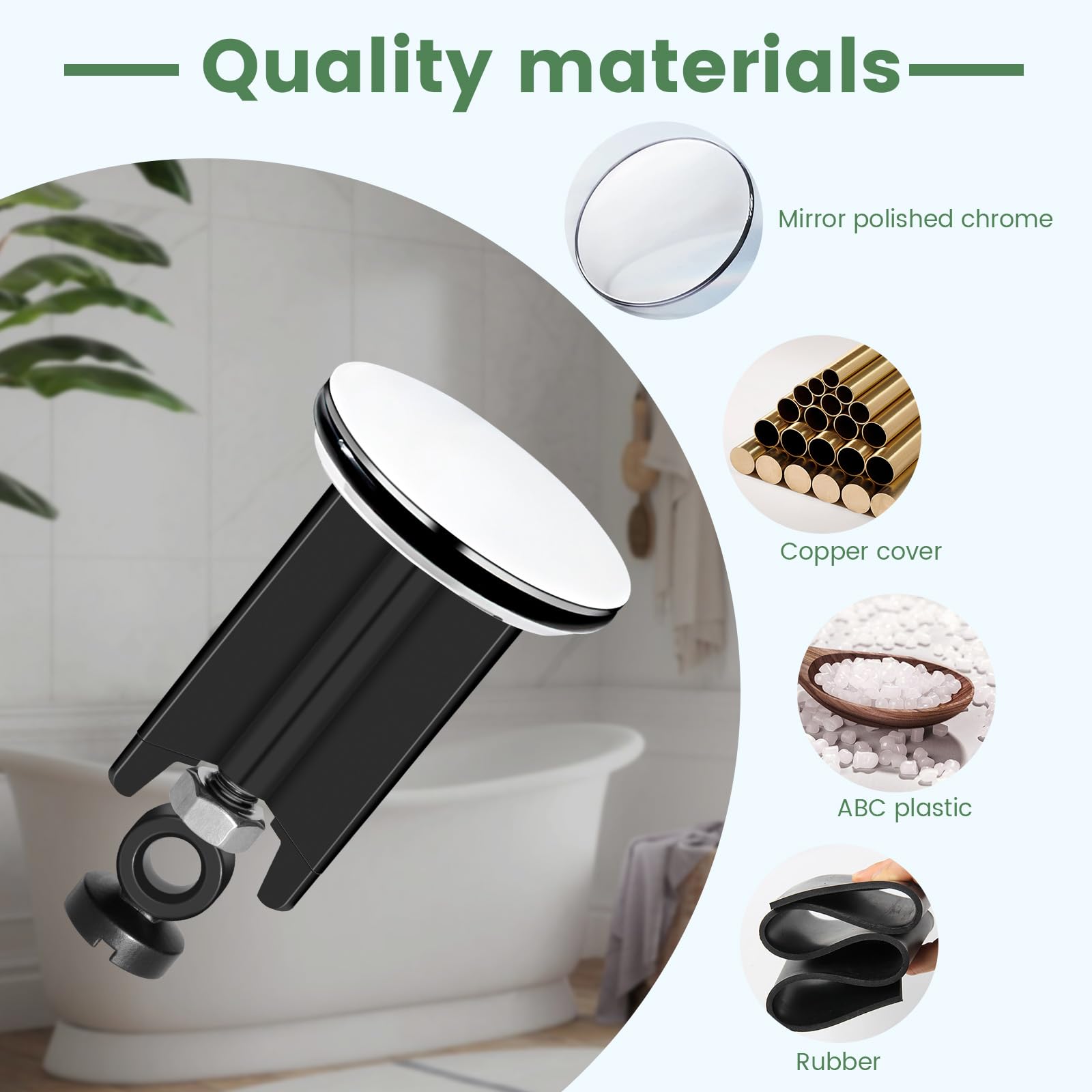 Tappo Lavandino Universale 40mm In Ottone E Gomma - Altezza Regolabile 66-83mm | Per Bagno E Cucina - Foto 3