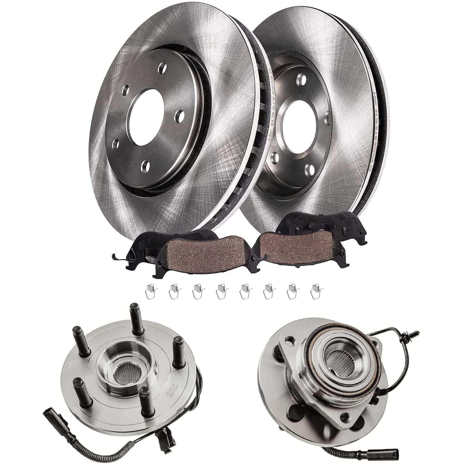 Detroit Axle - Front Wheel Bearing Hubs Brake Kit for 05-10 Dodge Dakota