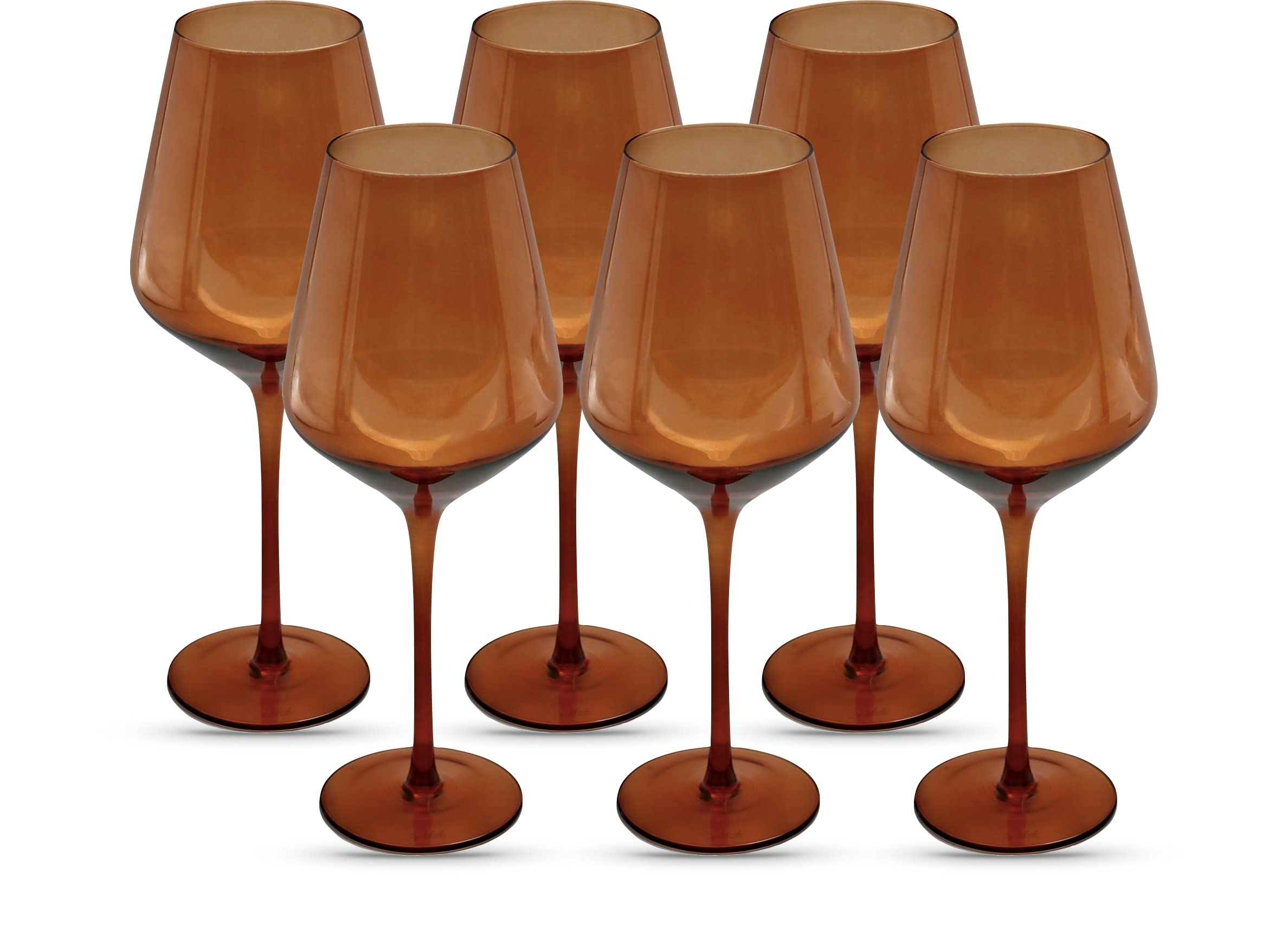 Saludi Dark Orange Wine Glasses - Set of 6 -1 Saludi Dark Orange Wine Glasses - Set of 6 -1
