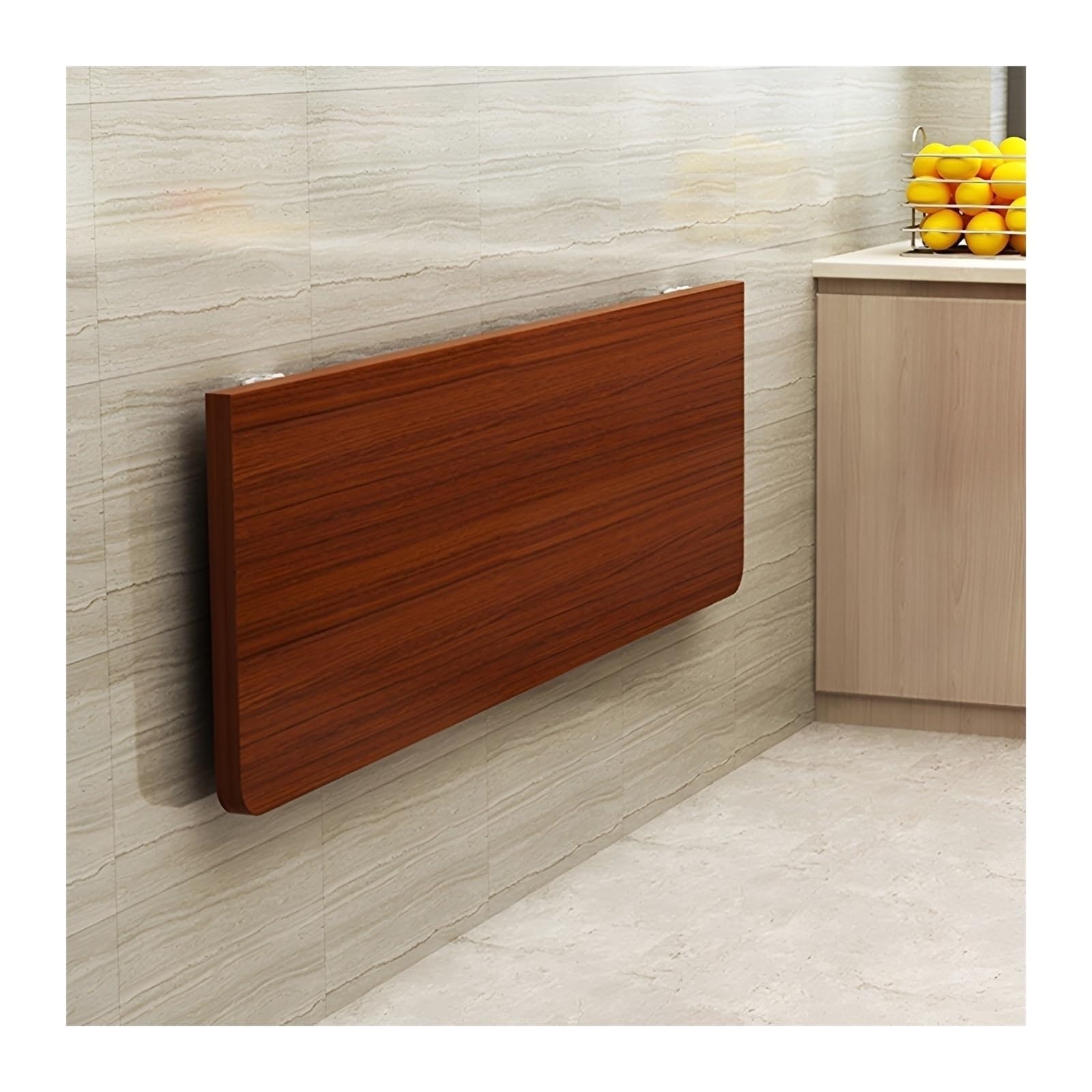 GDMDPTE Space Saving Wall Mounted Folding Table - Compact Wood Desk for Small Spaces Home Office Laundry Room Garage & Basement (Walnut 60x40cm)