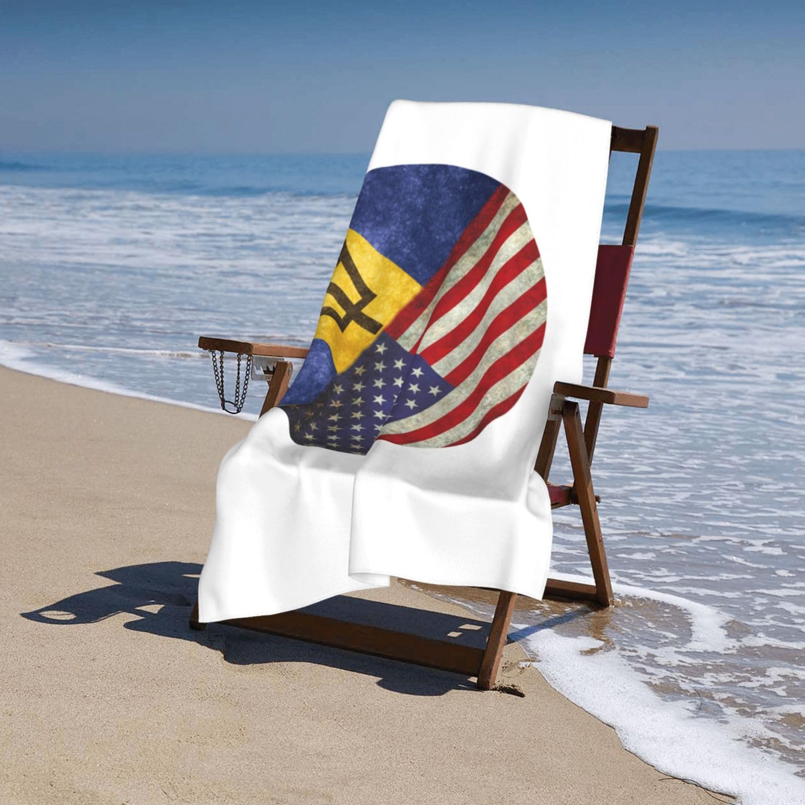 Amazon｜レトロアメリカとバルバドス旗ビーチタオル吸収性バス