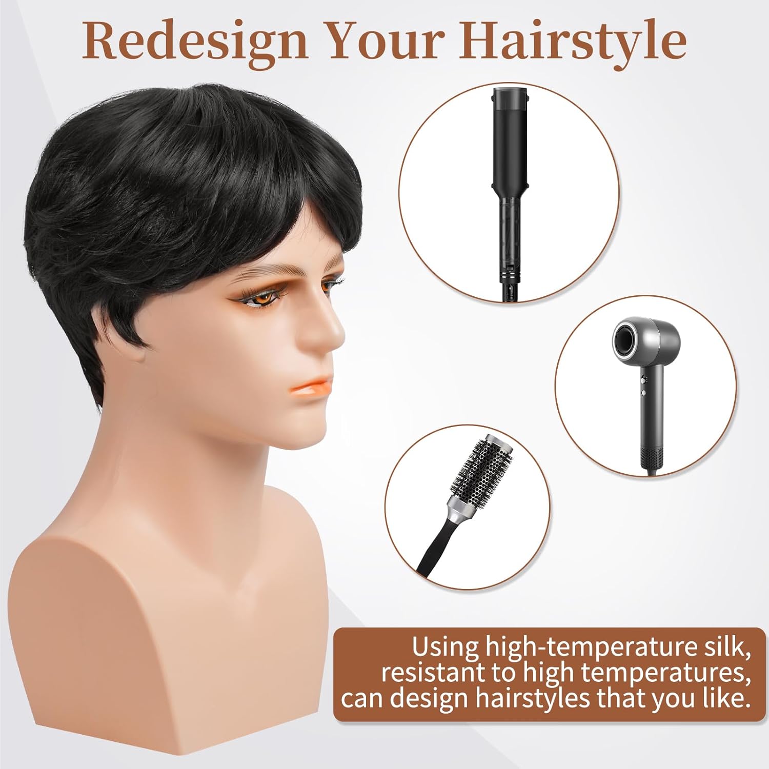 Short Wig for Man, Natural Handsome Wigs for Men,Fluffy & Realistic Toupee Male hair, Synthetic Wigs for Costume, Cosplay (Black) - Image 6