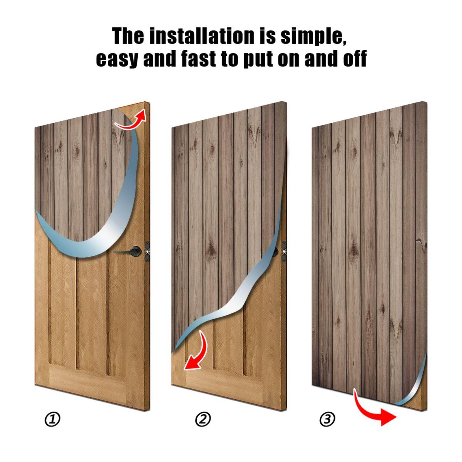 FLildon Rustic Wood Door Cover Decoration, Party Accessory Porch Decor for Festive Ornament Room Door Covers 32 x 79 Inch