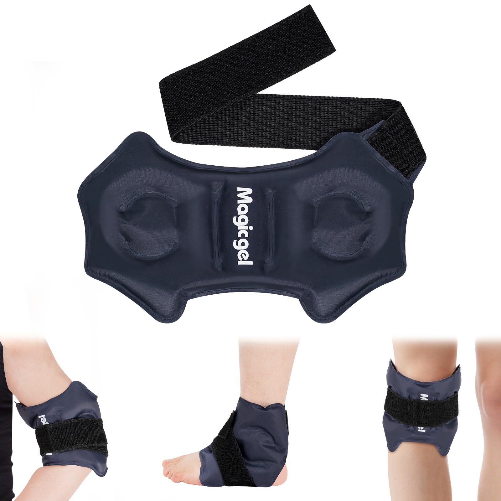 Magic Gel Cavigliera Ghiaccio per Gonfiore e Distorsioni, Impacco Gel Riutilizzabile Caldo/Freddo per Infortuni alla Caviglia e Tendinite d’Achille, Fascia Regolabile per Ginocchio, Gomito e Polso