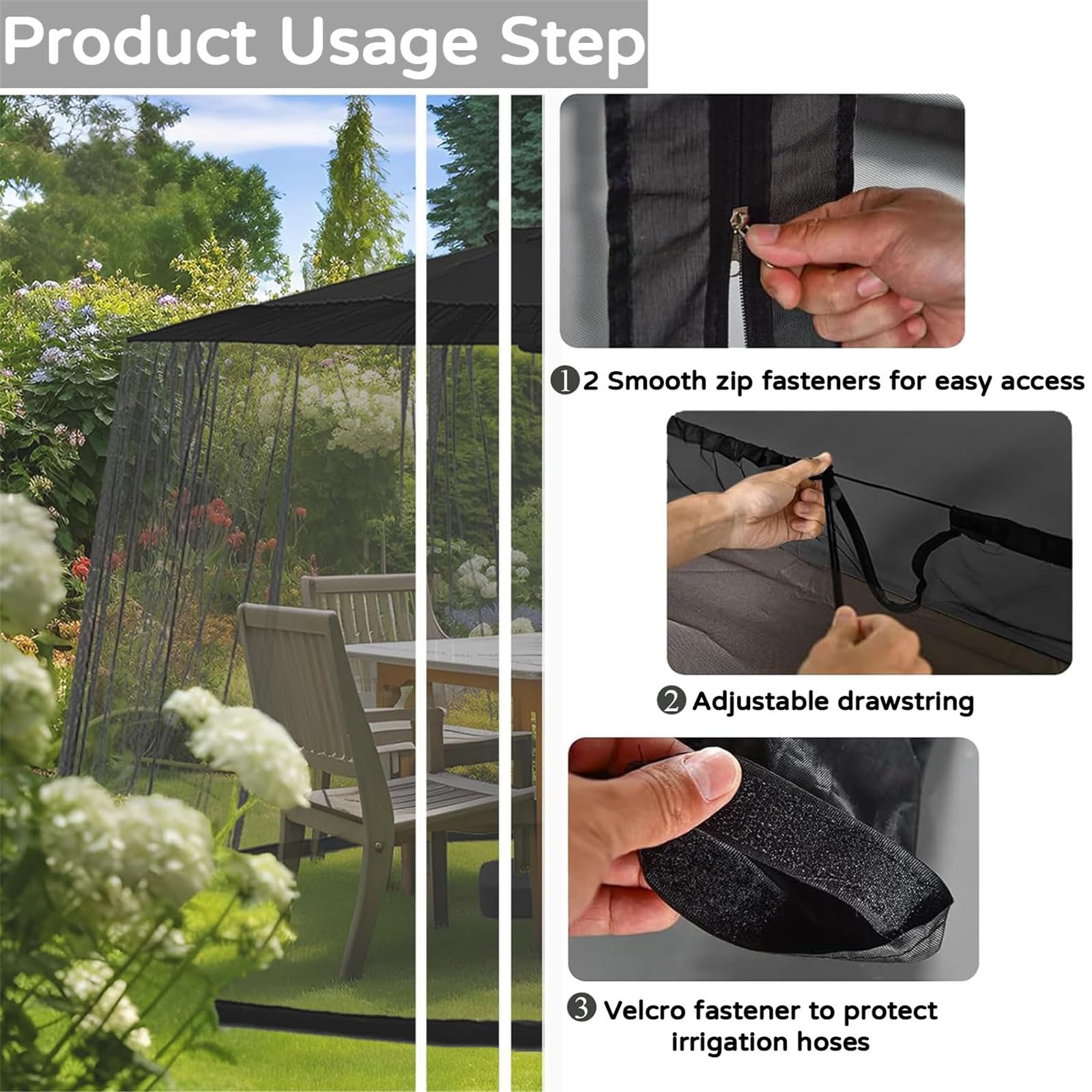 Ombrellone da giardino per esterni, zanzariera per tavolo da patio, protezione dagli insetti per gazebo e ombrelloni dritti, resistente ombrellone da esterno in rete