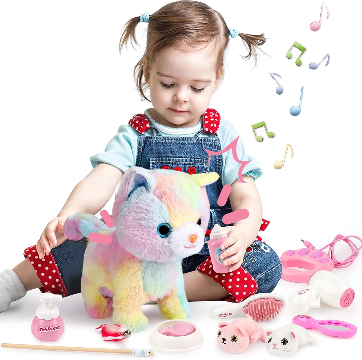 deAO Remote Control Electronic Plush Cat for Kids,Interactive Electronic Cat Toy, Barks,Walks, Pretend Dress Up,Stuffed Animal Walking Cat for Kids Boys Girls - Image 7