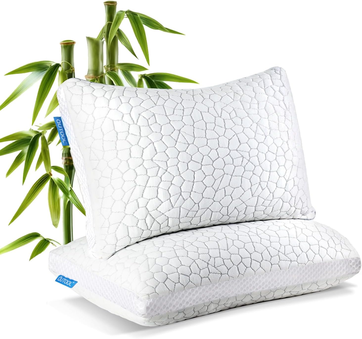 Qutool Shredded Memory Foam Pillows for Sleeping Cooling Pillows with Adjustable Loft Sleeping Bed Pillow for Side and Back Sleeper with Washable Pillow Cover 2Pack…