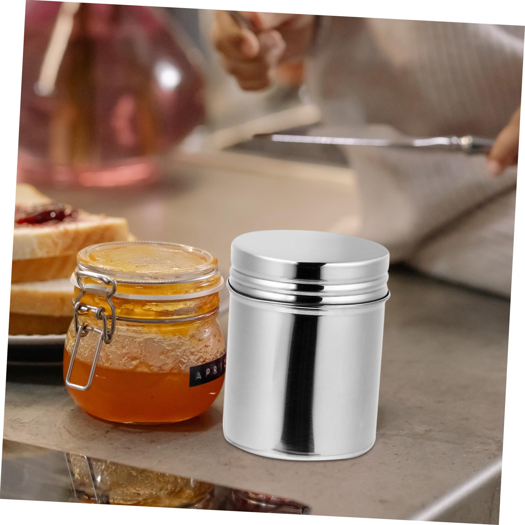 Barattolo in acciaio inox, piccolo come contenitore con tappo a vite, ermeticamente chiuso e in acciaio inox, per riporre la casa e il ristorante