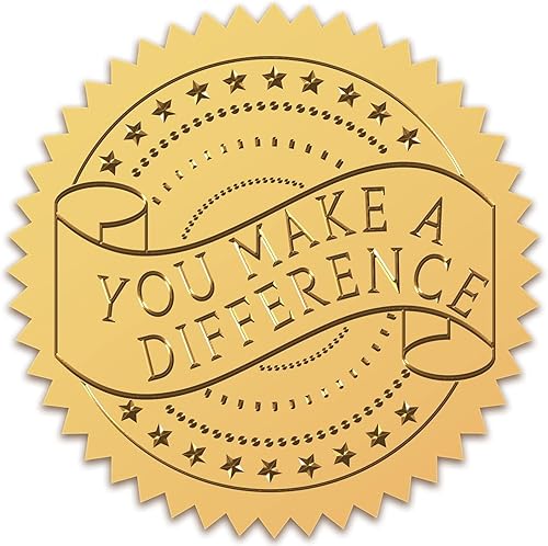 CRASPIRE 408 sellos de certificado en relieve de 2 pulgadas con texto en relieve You Make a Difference (You Make a Difference) Sellos en relieve de
