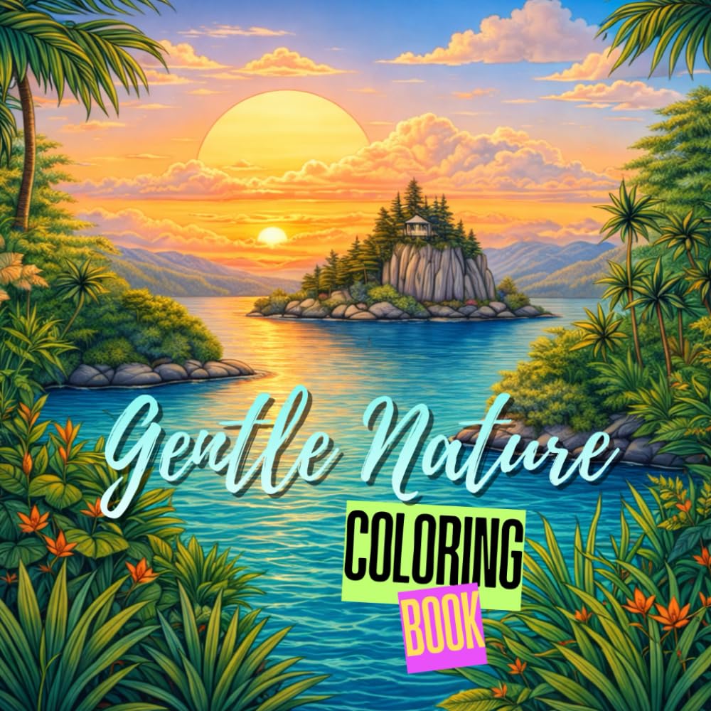 Gentle Nature: Easy and Relaxing Floral & Landscape Coloring Book for Adults and Teens (Nature Coloring Books)
