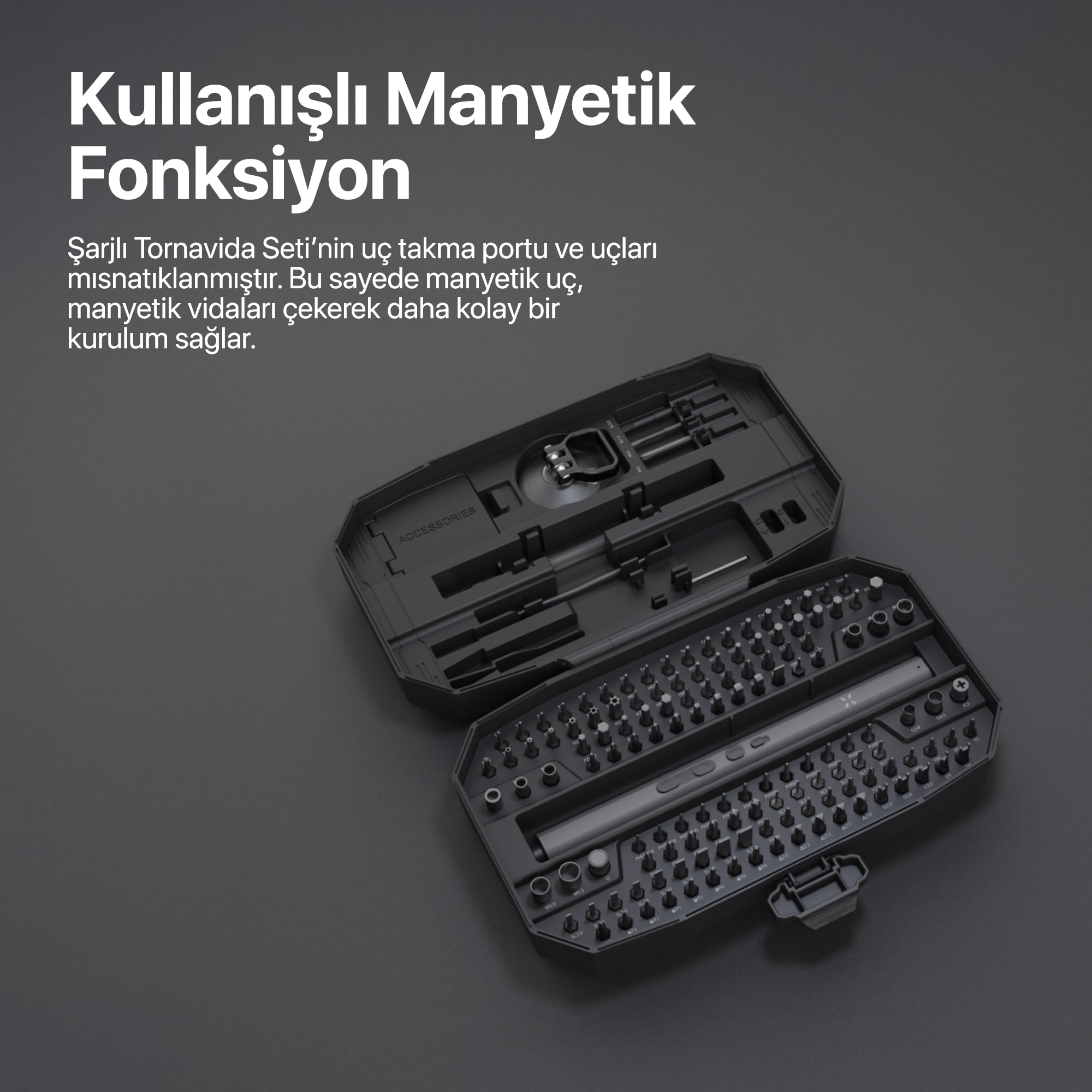 Xenon Smart Hassas Şarjlı Otomatik Tornavida Vidalama Seti 5 Nm Tork Screwdriver 153 Parça X6833