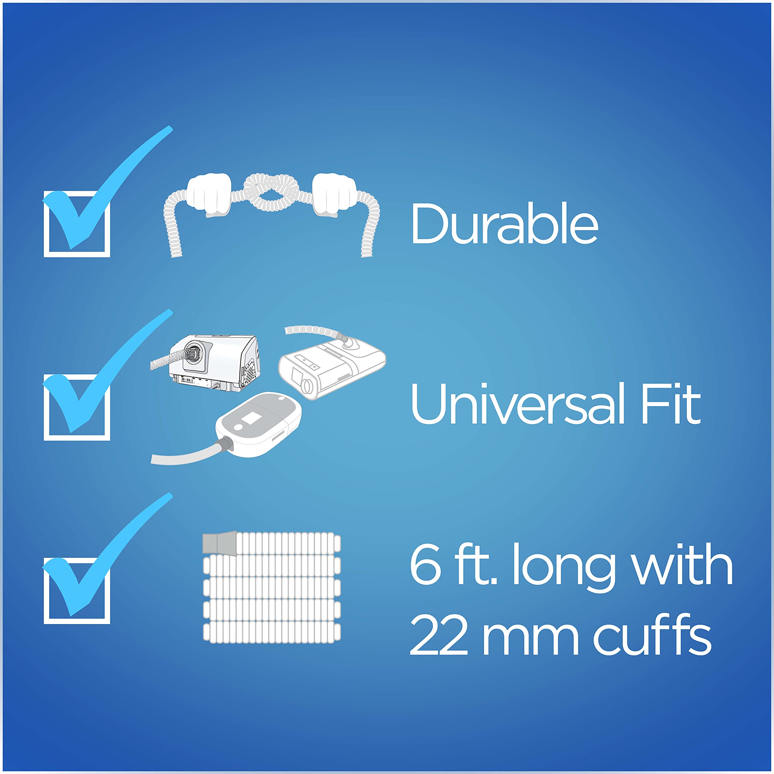 RespLabs Medical CPAP Hose, 6 Foot BlackOut Tubing Durable