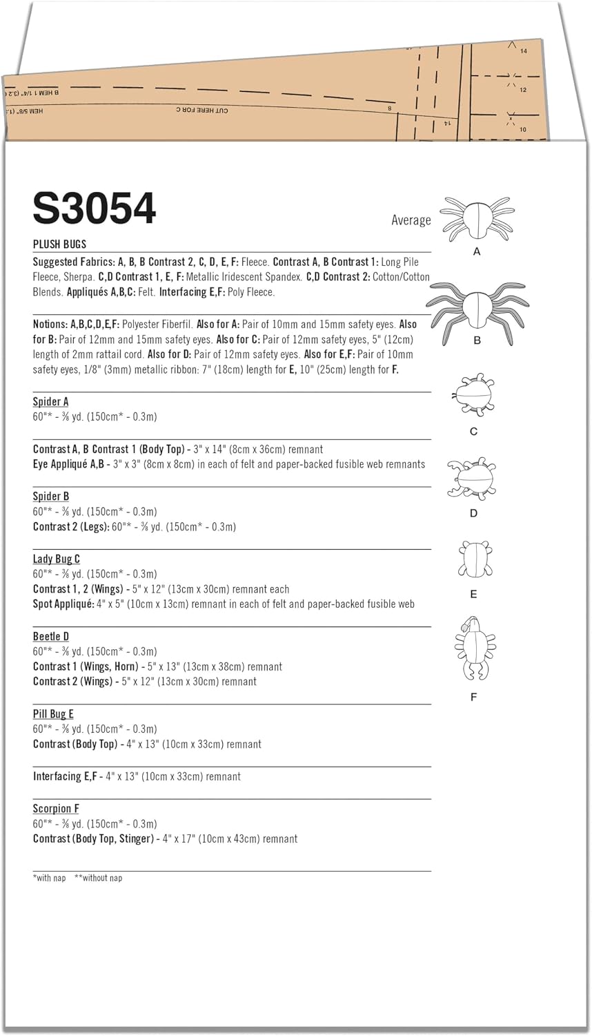 Simplicity SS3054OS Plush Bugs Sewing Pattern Packet by Carla Reiss, Design Code S3054, One Size, Multicolor