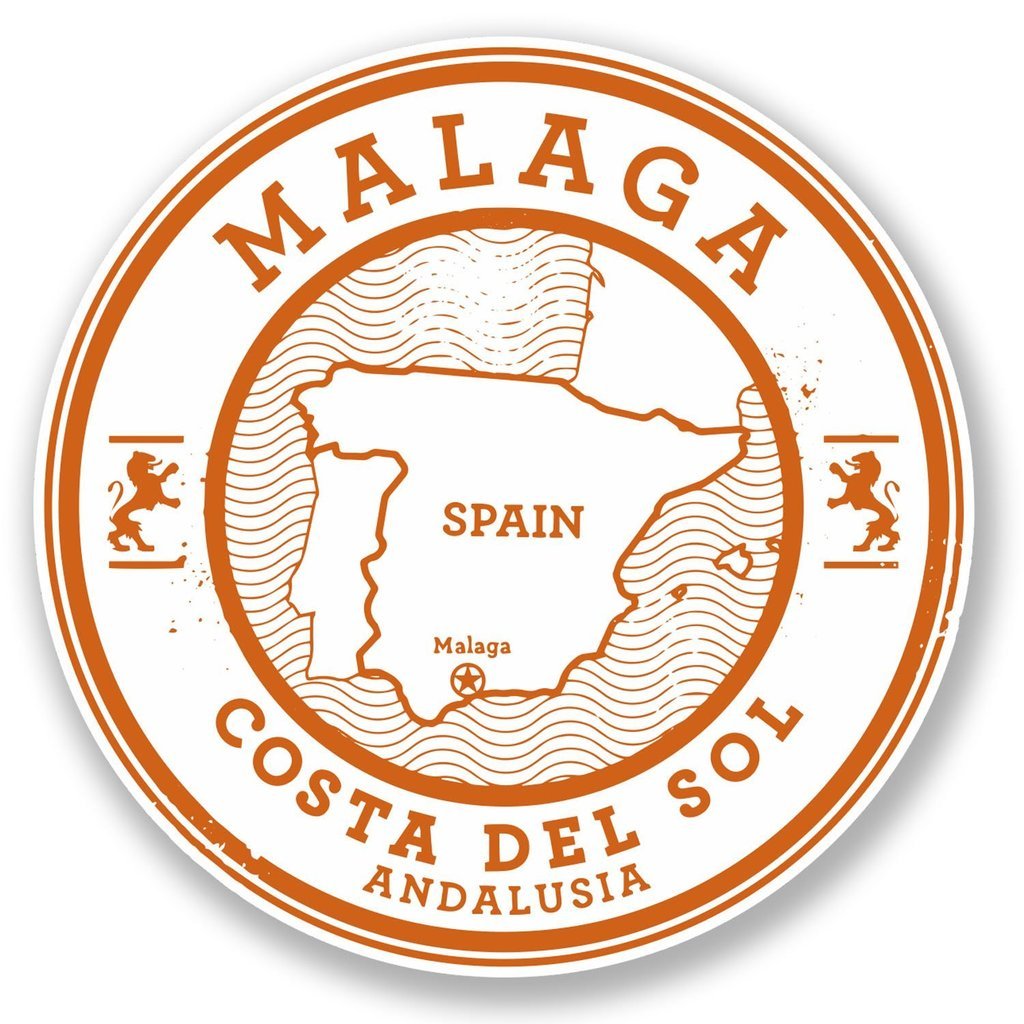 Destinationvinyl Multi 2 X 10Cm/100Mm Malaga Spain Vinyl Self Adhesive Sticker Decal Laptop Travel Luggage Car Bike Sign Fun #6492