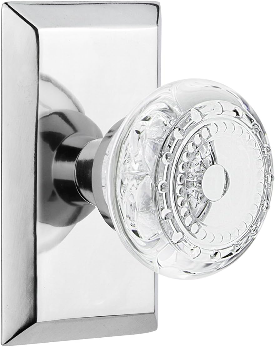 Nostalgic Warehouse 753298 Double Dummy Studio Plate with Crystal Meadows Knob, Surface Mounted, Bright Chrome